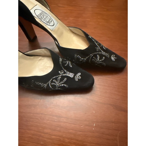 Emma Hope's Shoes heels women's EU 38 US 7.5 - 8 black embellished silver sling - Picture 2 of 10